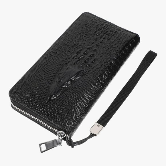 🔥Raised Crocodile Embossed Leather Zipper Wallet Clutch Wristlet Card Holder - Picture 8 of 8